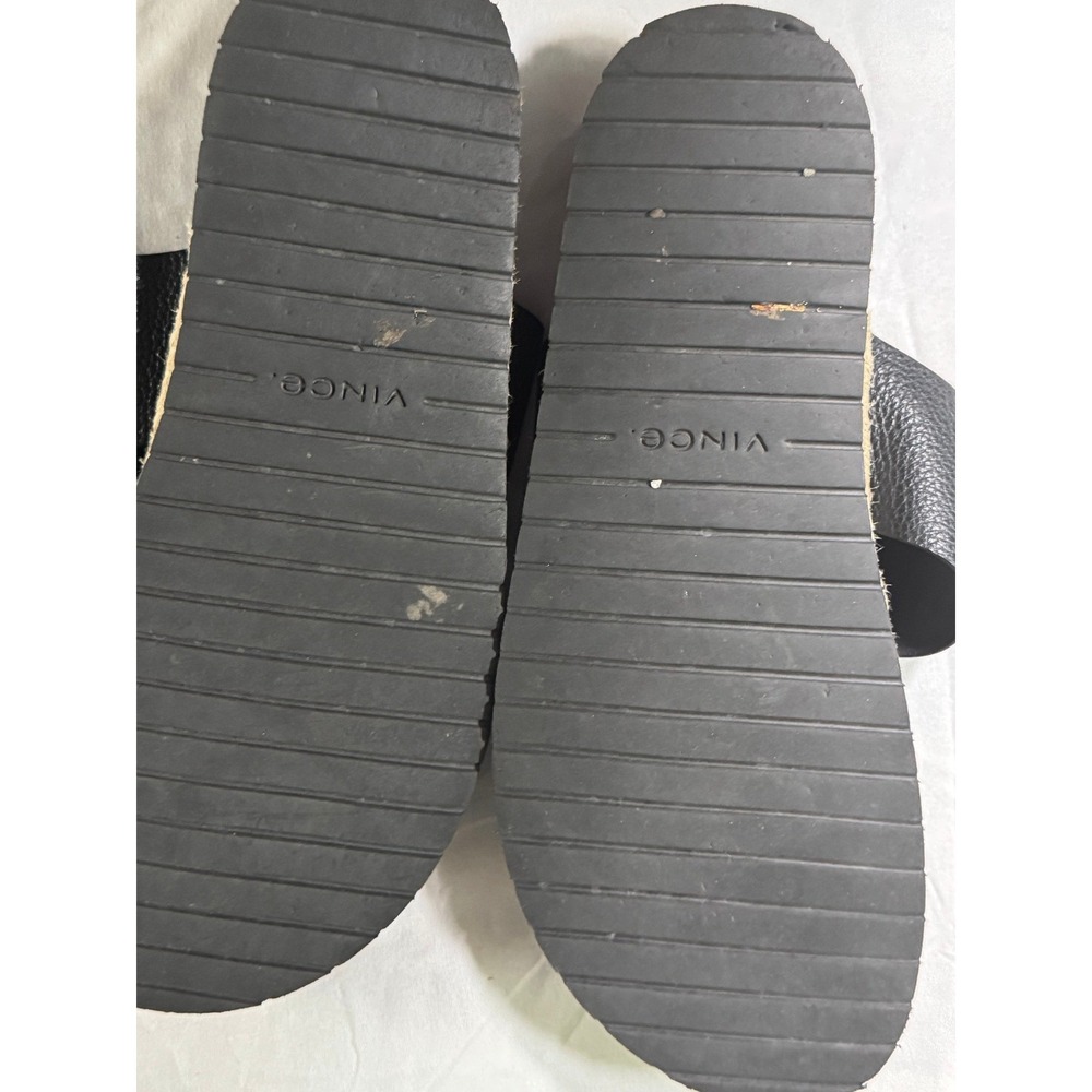 Vince Black Leather Espadrille Thong Sandals Casual Summer Shoes - Picture 4 of 6